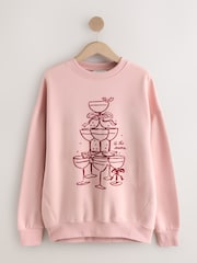 Rosa - Seasonal Christmas Graphic Champagne Tree Longsleevee Crewneck Sweatshirt - Imagen 6 de 8
