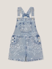 Monsoon Blue Unicorn Print Denim 100% Cotton Dungarees - Image 1 of 3