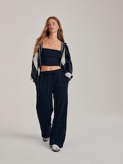 Black Essential Wide Leg Jersey Joggers - Image 1 of 7