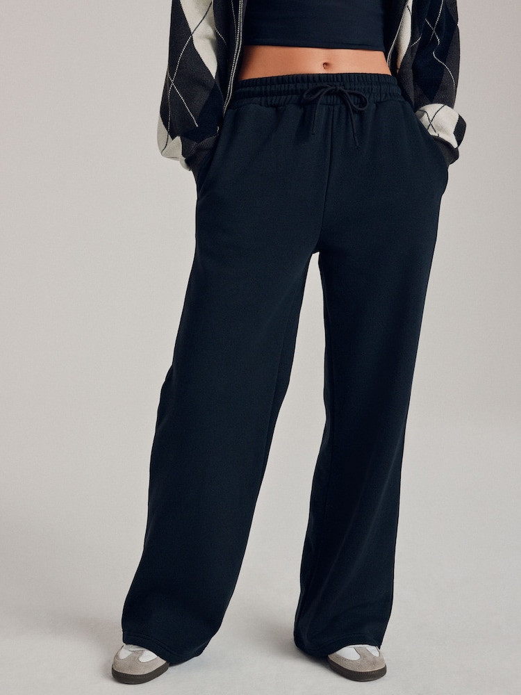 Black Essential Wide Leg Jersey Joggers - Image 2 of 7