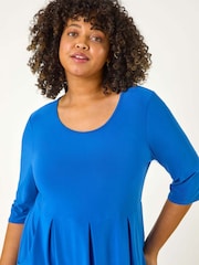 Roman Blue Curve Cocoon Pocket Detail Midi Dress - Image 4 of 5