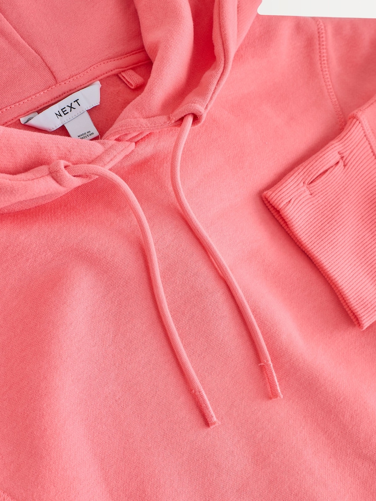 Bright Pink Active Longline Overhead Seam Detail Supersoft Hoodie with Pockets - Image 2 of 3