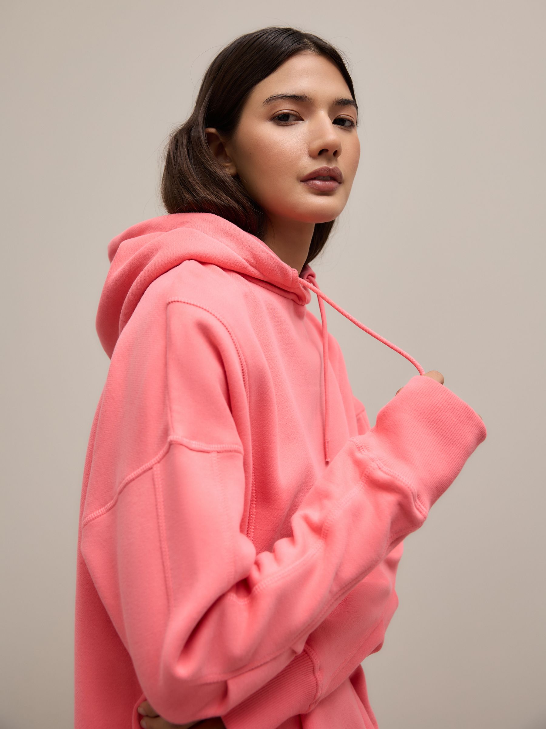 Buy Bright Pink Relaxed Fit Longline Hoodie from Next Romania