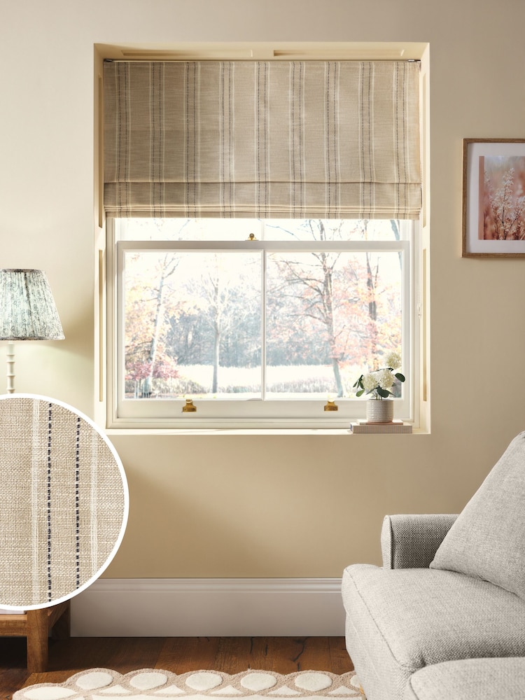 Natural Ready Made Blackout/Thermal Roman Blind - Image 1 of 7