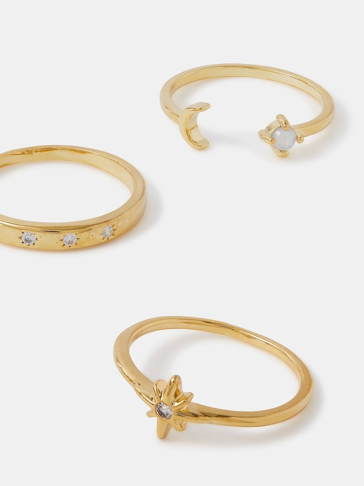 Accessorize 14ct Celestial Rings 3 Pack - Slika 1 iz 1