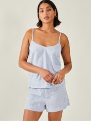 Accessorize Daisy Embroidered Stripe 100% Cotton Short Pyjamas Set - صورة 1 من 4