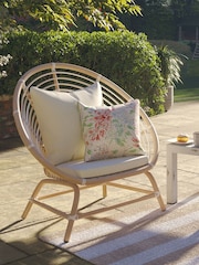 Laura Ashley White Havana Garden Rattan Chair with Saunton Natural Cushions - Image 1 of 3
