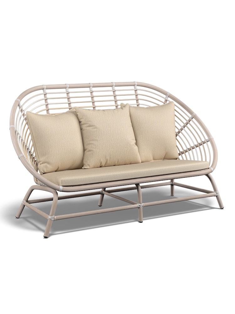 Laura Ashley White Havana Garden Rattan 2 Seater Sofa with Saunton Na Cushions - Image 2 of 3