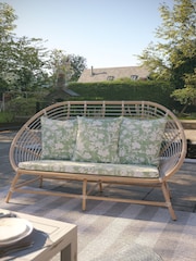 Laura Ashley White Havana Garden Rattan 2 Seater Sofa with Rye Sage Cushions - Image 1 of 4
