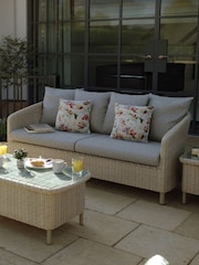 Laura Ashley Cream Arley Garden Rattan 2 Seater Sofa with Saunton Dov Cushions - Image 1 of 3
