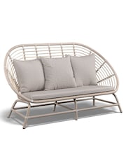 Laura Ashley White Havana Garden Rattan 2 Seater Sofa with Saunton Do Cushions - Image 2 of 3