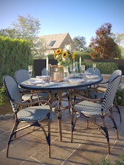 Laura Ashley Blue Riviera Garden 6 Seater Dining Table and Chair Bis Set - Image 1 of 6