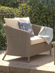 Laura Ashley Cream Arley Garden Rattan Snuggler Chair with Oakley Can Cushions - Image 1 of 4