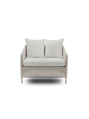 Laura Ashley Cream Arley Garden Rattan Snuggler Chair with Oakley Can Cushions - Image 3 of 4