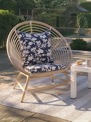 Laura Ashley White Havana Garden Rattan Chair with Rye Midnight Cushions - Image 1 of 3