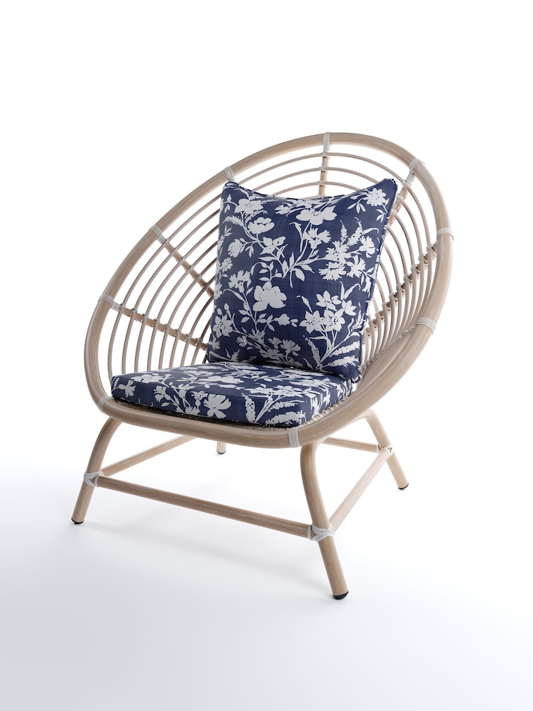 Laura Ashley White Havana Garden Rattan Chair with Rye Midnight Cushions - Image 2 of 3
