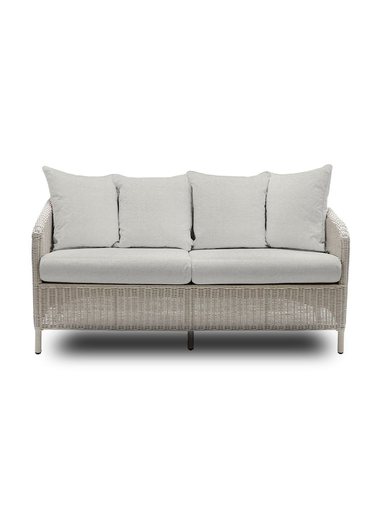 Laura Ashley Cream Arley Garden Rattan 2 Seater Sofa with Oakley Canv Cushions - Image 2 of 4