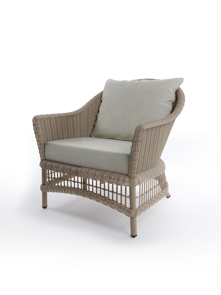 Laura Ashley 4 Piece Natural Carrdale Garden Rattan Sofa Set with Saunt Cushions - Image 2 of 6