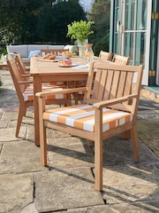 Laura Ashley Natural Salcey Garden 6 Seater Teak Dining Table and Chair Cushions - Image 2 of 5