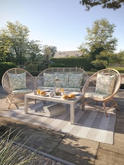 Laura Ashley 4 Piece White Havana Garden Rattan Sofa and Coffee Table Cushions - Image 1 of 4