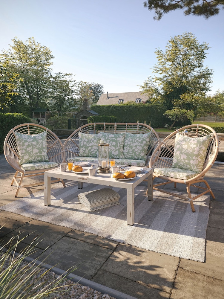 Laura Ashley 4 Piece White Havana Garden Rattan Sofa and Coffee Table Cushions - Image 1 of 4