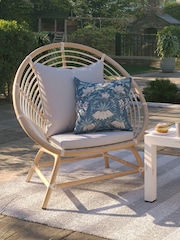 Laura Ashley White Havana Garden Rattan Chair with Saunton Dove Grey Cushions - Image 1 of 3