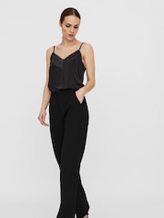 VERO MODA Black Tailored Stretch Straight Leg 100% Cotton Trousers - Image 4 of 5