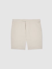Reiss Oatmeal/White Bay Seersucker Stripe Tailored Shorts - Image 2 of 6