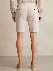 Reiss Oatmeal/White Bay Seersucker Stripe Tailored Shorts - Image 5 of 6
