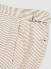 Reiss Oatmeal/White Bay Seersucker Stripe Tailored Shorts - Image 6 of 6