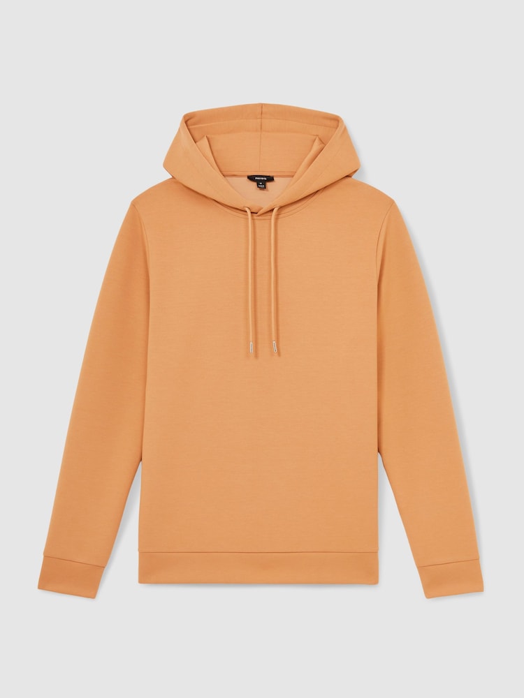 Reiss Light Camel Brown Fabien Interlock-Jersey Drawstring Hoodie - Image 2 of 7