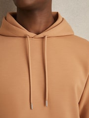 Reiss Light Camel Brown Fabien Interlock-Jersey Drawstring Hoodie - Image 4 of 7