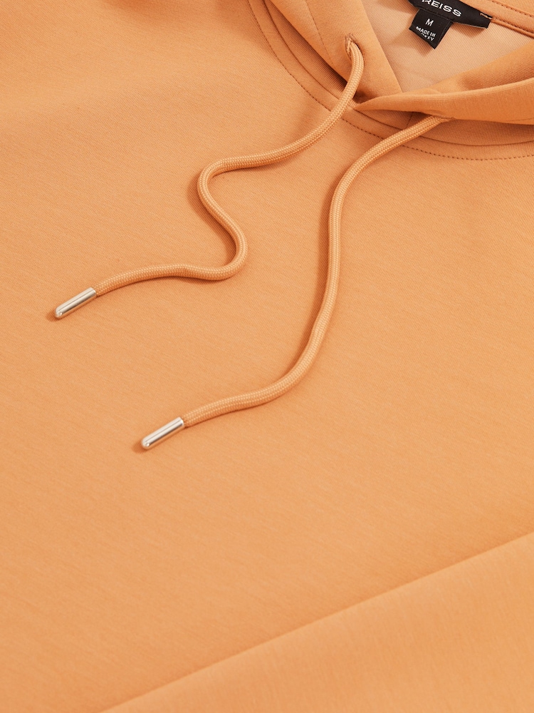 Reiss Light Camel Brown Fabien Interlock-Jersey Drawstring Hoodie - Image 7 of 7