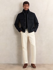 Reiss Navy Perisil Wool Blend Twin Pocket Zipped Jacket - Image 3 of 6