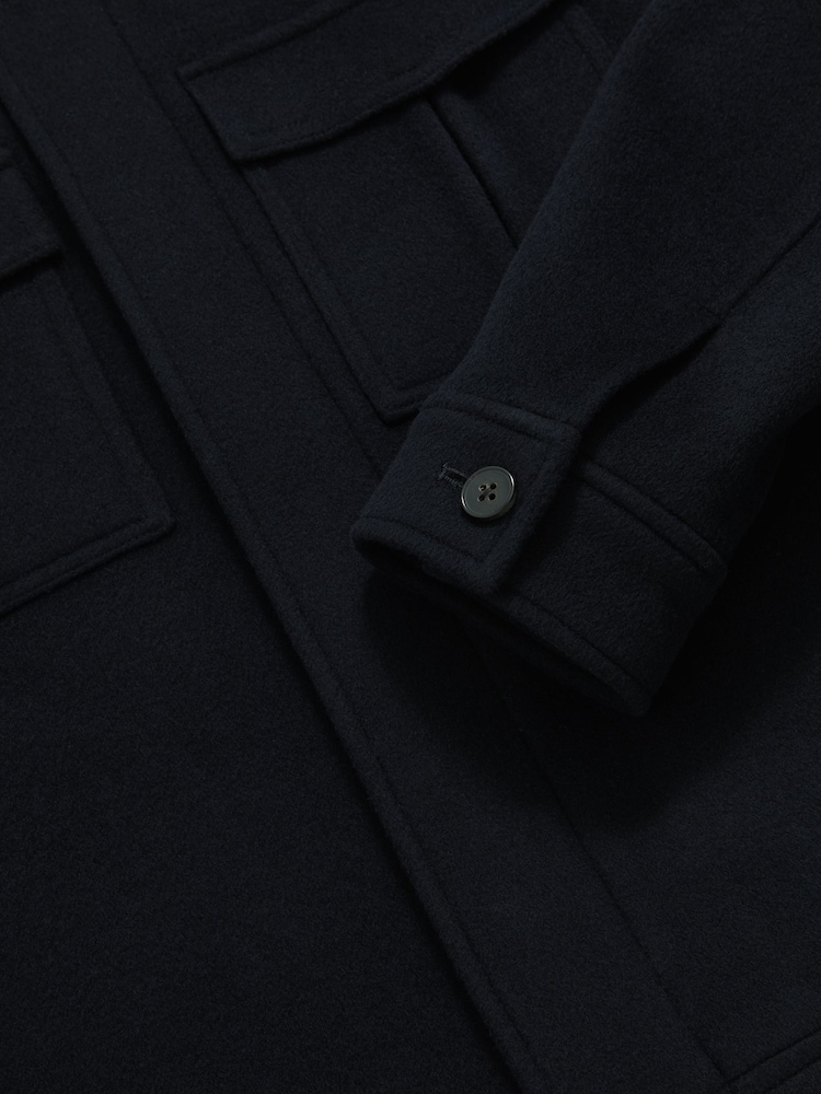 Reiss Navy Perisil Wool Blend Twin Pocket Zipped Jacket - Image 6 of 6