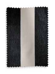 Black/Natural Chenille Stripe Ruffle Top Fold Over Lined Curtains - Image 6 of 6