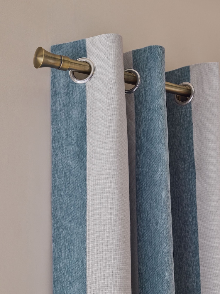 Chenille Stripe Ruffle Top Fold Over Lined Curtains - Bild 4 von 4 Chenille Stripe Ruffle Top Fold Over Lined Curtains - Bild 4 von 4