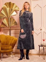 Love & Roses Embellished Glitter Knitted Midi Dress - Imagem 3 de 4