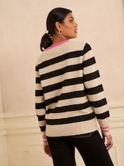 Love & Roses Mono Stripe Embroidered Crew Neck Jumper - Image 4 of 4