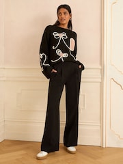 Love & Roses Black Bow and Heart Cornelli Knit Jumper - Image 3 of 4