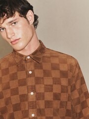 Brown Tan EDIT Long Sleeve Check Shirt - Image 4 of 8