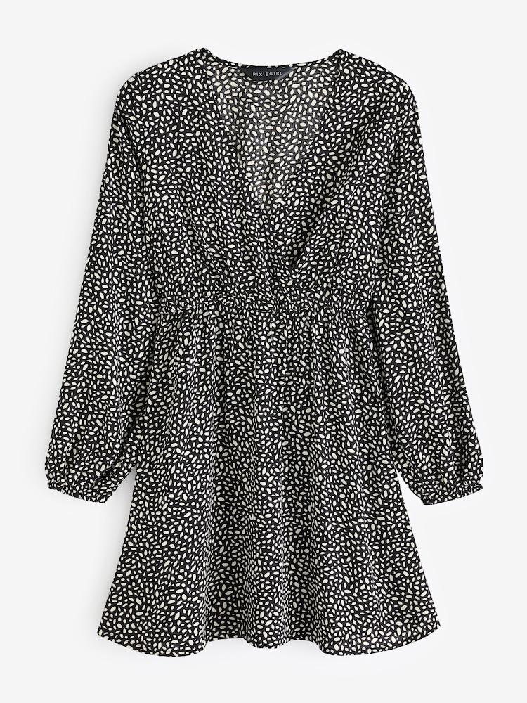 PixieGirl Petite Black Wrap Dress - Image 5 of 5