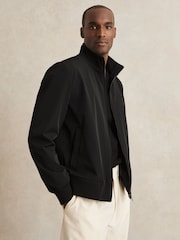 Reiss Black Brad Funnel-Neck Technical Jacket - Image 1 of 5