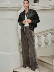 Grey Chenille Wide Leg Trousers - Image 2 of 8