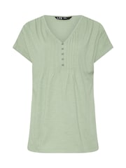 Long Tall Sally Pink 100% Cotton Short Sleeve Pintuck Henley Tops 2 Pack - Image 7 of 8