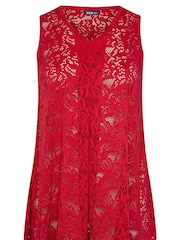 Yours Curve Red Broderie Anglaise Vest - Image 5 of 5