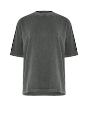Long Tall Sally Black Acid Wash Short Sleeve Sweat Top - Image 5 of 5