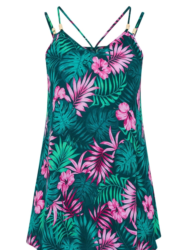 Yours Curve Blue Beaded Double Strap Cami - Image 6 of 6