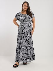 Yours Curve Blue Boho Bardot Maxi Dress - Image 2 of 5