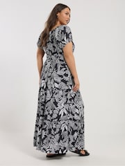 Yours Curve Blue Boho Bardot Maxi Dress - Image 3 of 5